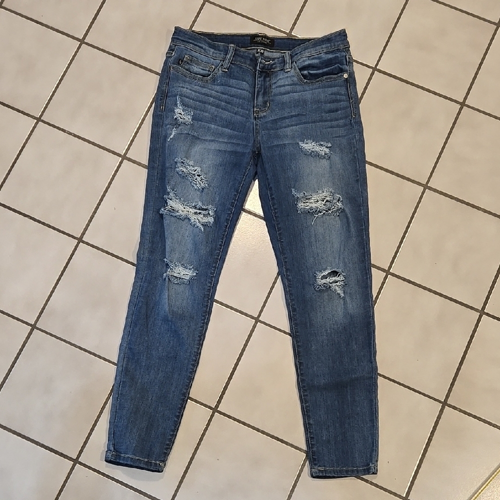 Judy Blue, 11/30, Women's Blue Distressed Jeans
